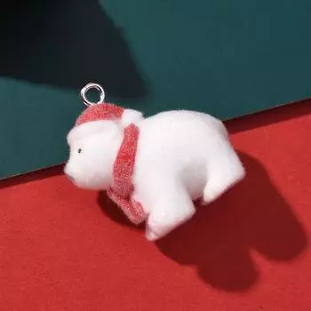 5 шт. DIY флокированные ювелирные аксессуары 3D мультяшный полярный медведь брелок кулон для ключей ювелирный компонент ручной работы
