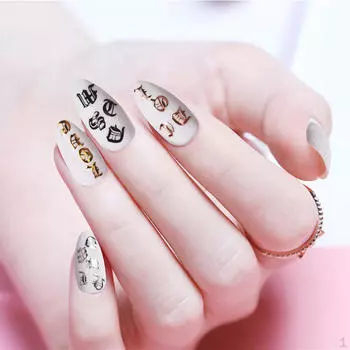 5 шт. DIY наклейки для ногтей с буквами и символами, трафареты для