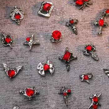 5 шт. DIY украшения для ногтей 3D череп галстук-бабочка крест любовь нейл-арт очарование ретро темный стиль сверло для ногтей для дизайна маникюра I 5Pcs