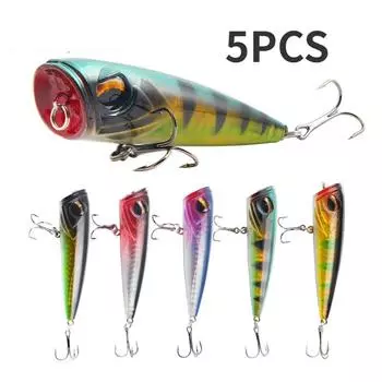5 шт., длинная поверхностная система, волнистая пластиковая жесткая приманка, приманка для рыбы с полным слоем воды 5pcs