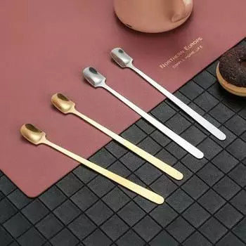 5 шт. Длинная ручка квадратная чайная ложка из нержавеющей стали десертные мини-ложки для размешивания кофе кафе золотой