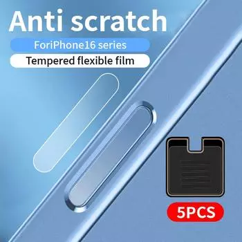 5 шт. для iPhone 16 Pro Max 16 Plus закаленное стекло прозрачная пленка для кнопок камеры боковая мягкая наклейка для управления защитный экран iPhone 16
