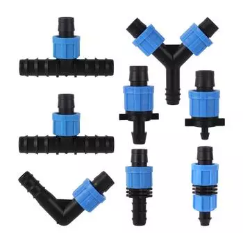 5 шт. DN17, разъемы для капельной ленты с замком, 1/2 дюйма, 3/4 дюйма, внутренняя резьба, прямой колено Y-образной формы, дополнительные разъемы для садовой воды