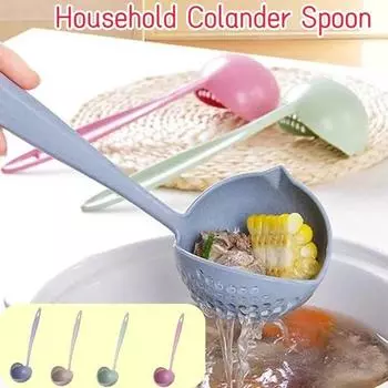 5 шт. дуршлаг бытовой пшеничной соломы кухонный пластиковый дуршлаг высокая термостойкость суповая ложка бытовая длинная ручка горячая кастрюля ложка