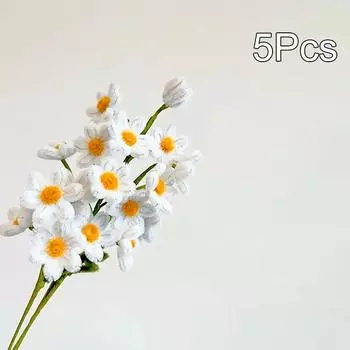 5 шт. Ершики для чистки трубок Ручная работа Цветок маргаритки Домашний декор Готовые искусственные синельные стебли Букет маргариток 5pcs