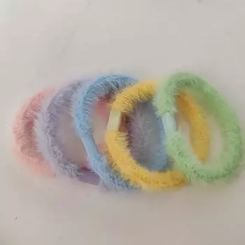 5 шт. Европейские и американские плюшевые разноцветные эластичные резинки для волос для женщин, девочек, детей, держатель для хвостика, корейские аксессуары для волос