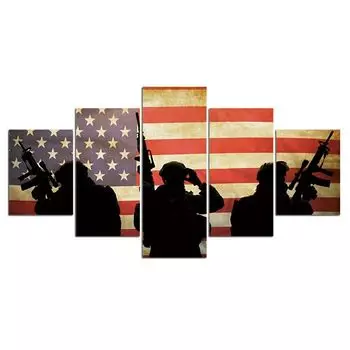5 шт., флаг Solider, армейский холст, картина, настенный художественный декор, картины, HD печать, 5 панелей, декор комнаты, абстрактный плакат из 5 шт. 20x35 20x45 20x55cm