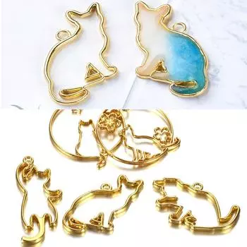 5 шт. форма для кошек, смоляные формы, силиконовые геометрические полые металлические рамки, ободок, формы из эпоксидной смолы, кулон для изготовления ювелирных изделий своими руками