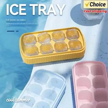 5 шт. Форма для замороженного льда для бытовых пищевых продуктов, мягкая силиконовая пищевая добавка, решетка для льда, креативный холодильник с крышкой IceBox