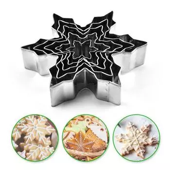 5 шт., формочка для рождественского печенья, шоколада, снежинки, формы для выпечки торта, инструмент 5pcs