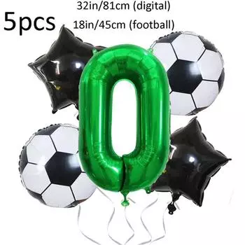 5 шт., Футбольные шары, Украшения для вечеринки по случаю дня рождения, Спортивные шары, Шары с цифрами, Футбольные товары для вечеринки AVE 0