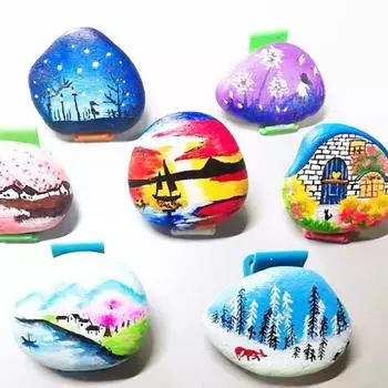 5 шт. Галька для рисования, натуральные речные камни, гладкие неполированные плоские камешки S