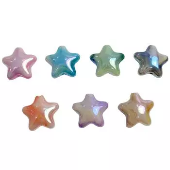 5 шт. гальванические УФ-серьги, висячие цепочки для мобильных телефонов, бусины с пятиконечной звездой, материал из бисера, градиентный ореол, украшения из красок, аксессуары, двухцветные розовый