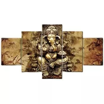 5 шт. Ганеш красный клен Восточно-индийский индуистский Бог настенный принт художественные холсты постеры живопись для гостиной домашний декор фотографии 20x35 20x45 20x55cm
