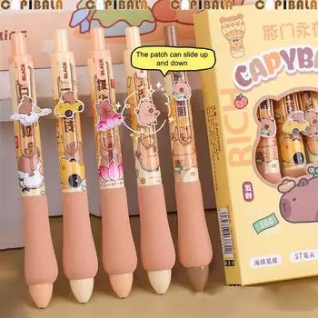 5 шт. гелевая ручка Kawaii Cartoon Capybara, быстросохнущие нейтральные ручки, гладкие ручки для письма, офисные принадлежности, канцелярские принадлежности для студентов, подарки ONESIZE
