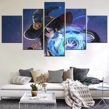 5 шт. Genshin Impact Game, видео стены искусства, холст, современные картины на стене, постеры, украшения для дома, гостиной, картины 20X35 20X45 20X55cm