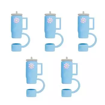 5 шт. герметичные чехлы для соломенных наконечников, мультяшные заглушки, соломенный топпер для Stanleys/аксессуары для чашек/бара синий