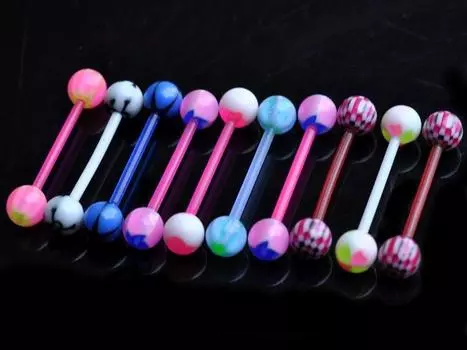 5 шт. гибкое силиконовое кольцо для пирсинга со штангой на языке, ювелирные изделия для тела