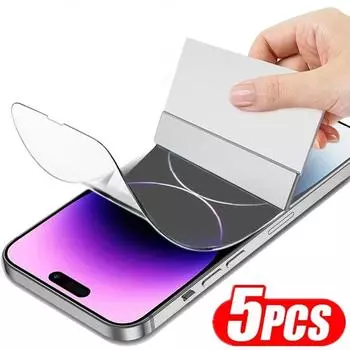 5 шт. гидрогелевая пленка для iPhone 15 14 Pro Max 8 7 Plus полная защита экрана для iPhone 13 12 Mini 11 PRO X XS MAX не стекло iphone 11 чистый