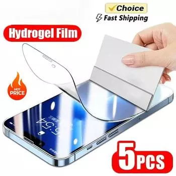 5 шт. гидрогелевая пленка с полным покрытием для iPhone 13 12 11 14 15 Pro Max, защитная пленка для экрана iPhone 16 PRO XR XS MAX 7 8 Plus, не стекло iphone 11 чистый