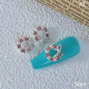 5 шт. гирлянда бант жемчужный циркон нейл-арт подвески рождественский венок дизайн кристаллы ювелирные украшения для ногтей украшения