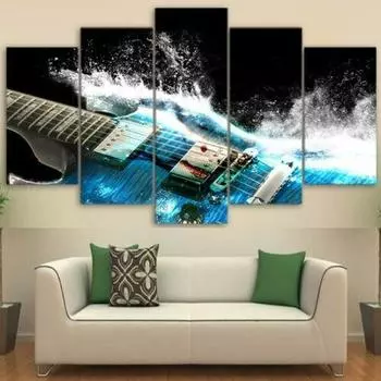 5 шт., гитара, вода, 5 шт., настенный постер, HD печать, домашний декор, холст, картины, художественные фотографии, 5 панелей, современная абстракция, без рамки 20x35 20x45 20x55cm