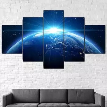 5 шт. Голубая планета Земля Космос Космос 5 шт. холст с принтом плакат настенный художественный декор фотографии картины HD печать домашний декор без рамки 20x35 20x45 20x55cm