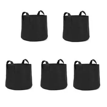 5 шт. гроубоксов 5 галлонов, дышащие, утолщенные, тканевые горшки с ручками для деревьев и цветов, черные