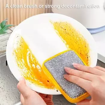 5 шт. губчатая салфетка для мытья посуды, не царапающая провод, салфетка для влажной и сухой уборки, многоразовая