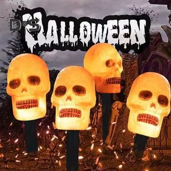 5 шт. Хэллоуин солнечные фонари колышки жуткий призрак тыква череп колышки фонари водонепроницаемые наружные украшения Хэллоуина огни для сада дорожки двора D 1