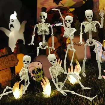 5 шт. Хэллоуин украшения скелет 16 полный корпус мини пластиковый скелет фигурка с подвижными суставами для Хэллоуин вечеринка двор газон сад декор белый