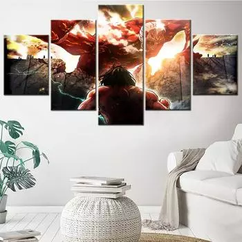 5 шт. HD модульная мультяшная картина Япония аниме Атака на Титанов персонажи плакат холст живопись для настенного искусства домашний декор современный 20X35 20X45 20X55cm