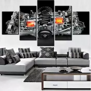5 шт., HD печать, картина WRX, двигатель, картина на холсте, настенная художественная картина, украшение дома, гостиная, холст, картина, Декор, без рамки 20x35cm*2 20x45cm*2 20x55cm*1