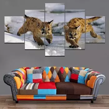 5 шт. HD печать картины с животными плакат настенное искусство произведение искусства животное пума украшение дома современный для холста рамка для гостиной без рамки 20x35cm*2 20x45cm*2 20x55cm*1