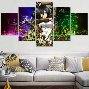 5 шт. HD печатные модульные постеры аниме Атака Титанов современный домашний декор стен живопись холст украшение для гостиной произведения искусства 20X35 20X45 20X55cm
