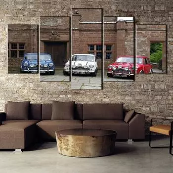 5 шт. HD печатный мини-автомобиль с принтом, картина, постер, холст, настенная художественная картина, украшение дома, гостиная, холст, картина без рамки 20x35cm*2 20x45cm*2 20x55cm*1