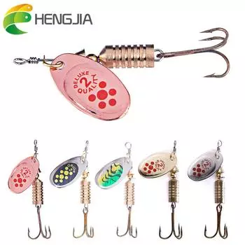 5 шт. HENGJIA 0,26 унции/2,6 дюйма металлические рыболовные ложки, приманка для форели, окуня, щуки, рыболовные приманки, 2 цвета 5pc золотой