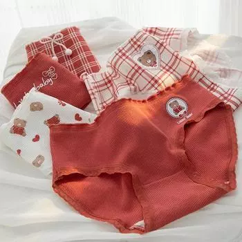 5 шт., хлопковое нижнее белье для девочек, женские трусы, трусики для молодых девушек, однотонные трусы для девочек One size разноцветный