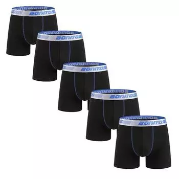 5 шт. Хлопковые мужские трусы, Сексуальное мужское нижнее белье, Эластичная резинка с надписью, Боксеры-брифы, Мужские боксеры, Нижнее белье, Мужские шорты S чёрный