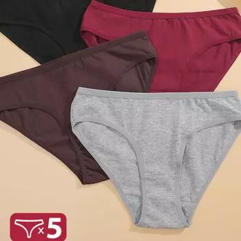 5 шт. хлопковые трусики большого размера, нижнее белье, женские трусики, нижнее белье, сексуальное женское нижнее белье, трусы, однотонные интимные трусики для женщин S&Set