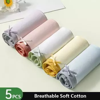 5 шт., хлопковые женские трусики, дышащее нижнее белье, мягкие трусы для девочек, однотонные трусы, сексуальное женское белье с низкой талией M