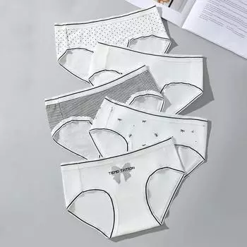 5 шт. хлопковые женские трусики дышащее нижнее белье для молодых девушек мягкие белые трусики сексуальное заниженная талия комфортное женское нижнее белье M-2XL