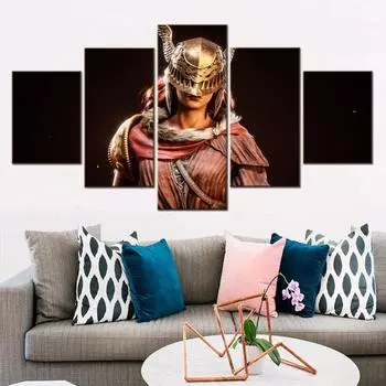 5 шт., холст, художественный постер с играми, Malenia Blade Of Miquella, обои, картина для гостиной, картина с принтом, настенная роспись для спальни, домашний декор 20x35cm*2 20x45cm*2 20x55cm*1