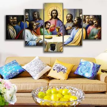 5 шт. Холст настенные картины Иисус и его ученики плакаты гостиная христианская живопись HD печать спальня HD домашнее украшение Medium Size Unframed Canvas