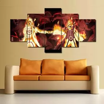 5 шт., холст, живопись, HD качество, анимационный плакат ниндзя, настенная картина для гостиной, спальня, современное модульное украшение для дома 20x35cm*2 20x45cm*2 20x55cm*1