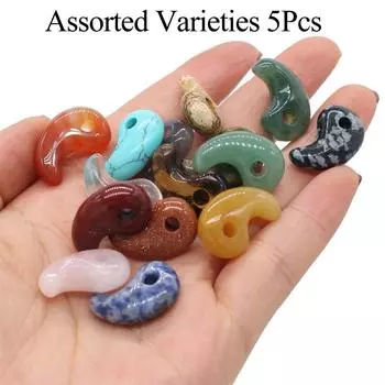 5 шт., хрустальные кулоны для исцеления Рейки, энергетические подвески из натурального камня в форме запятой для ожерелий, сережек, декоративных аксессуаров, подарков для изготовления ювелирных изделий 5Pcs/1522mm