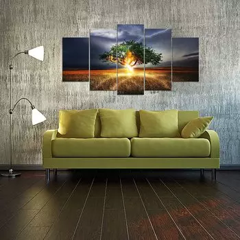 5 шт., художественный весенний лес, природа, зеленое большое дерево в грозовой день, освещение, фотопечать, 5 шт., фотографии, холст, постер 20x35 20x45 20x55cm