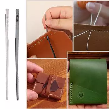 5 шт. иглы для шнуровки кожи, игла для шитья кожи, однозубая металлическая игла, двухзубая металлическая игла, инструмент для кожевенного ремесла B