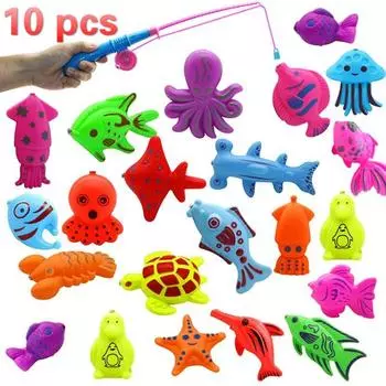 5 шт. игрушка для рыбалки удочка для детей ясельного возраста играют в ванну магнитные игровые игрушки