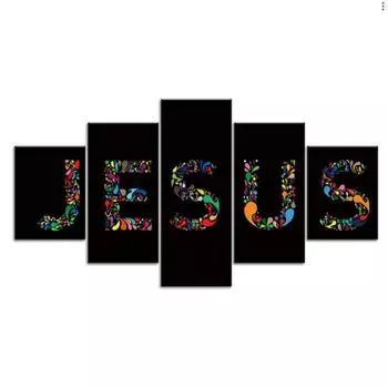 5 шт. Иисус Цветочный Религия Холст Картина Настенный Декор Картины Плакат Декор Комнаты Аннотация 5 Шт. Современный 20x35 20x45 20x55cm